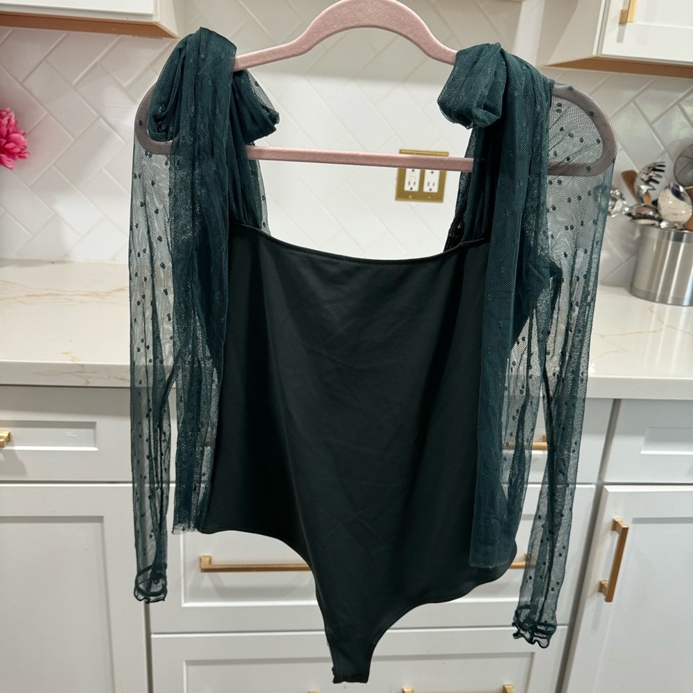 Free‎ People Tongue Tied Green Bodysuit Size Small NEW - Picture 2 of 3